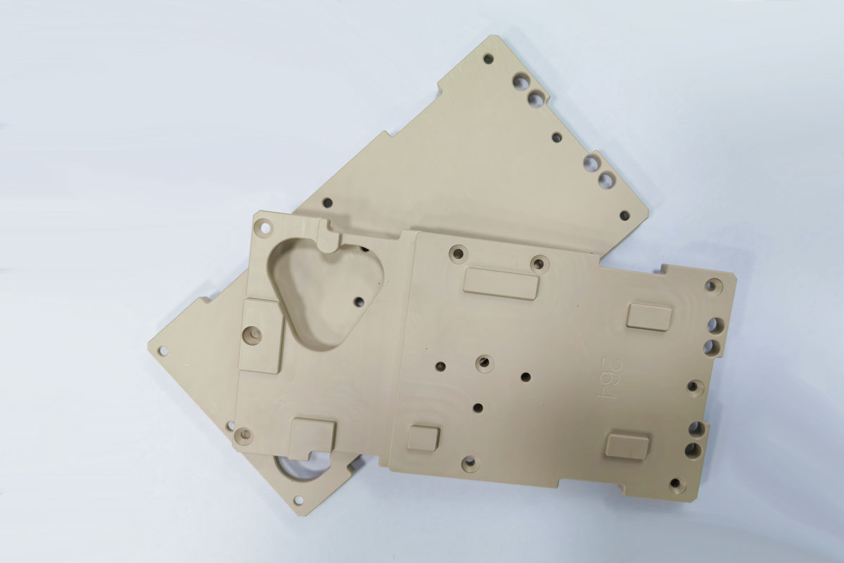 Beige PEEK Smartphone Fixture Clamp Plate | CNC Milled for Assembly Lines