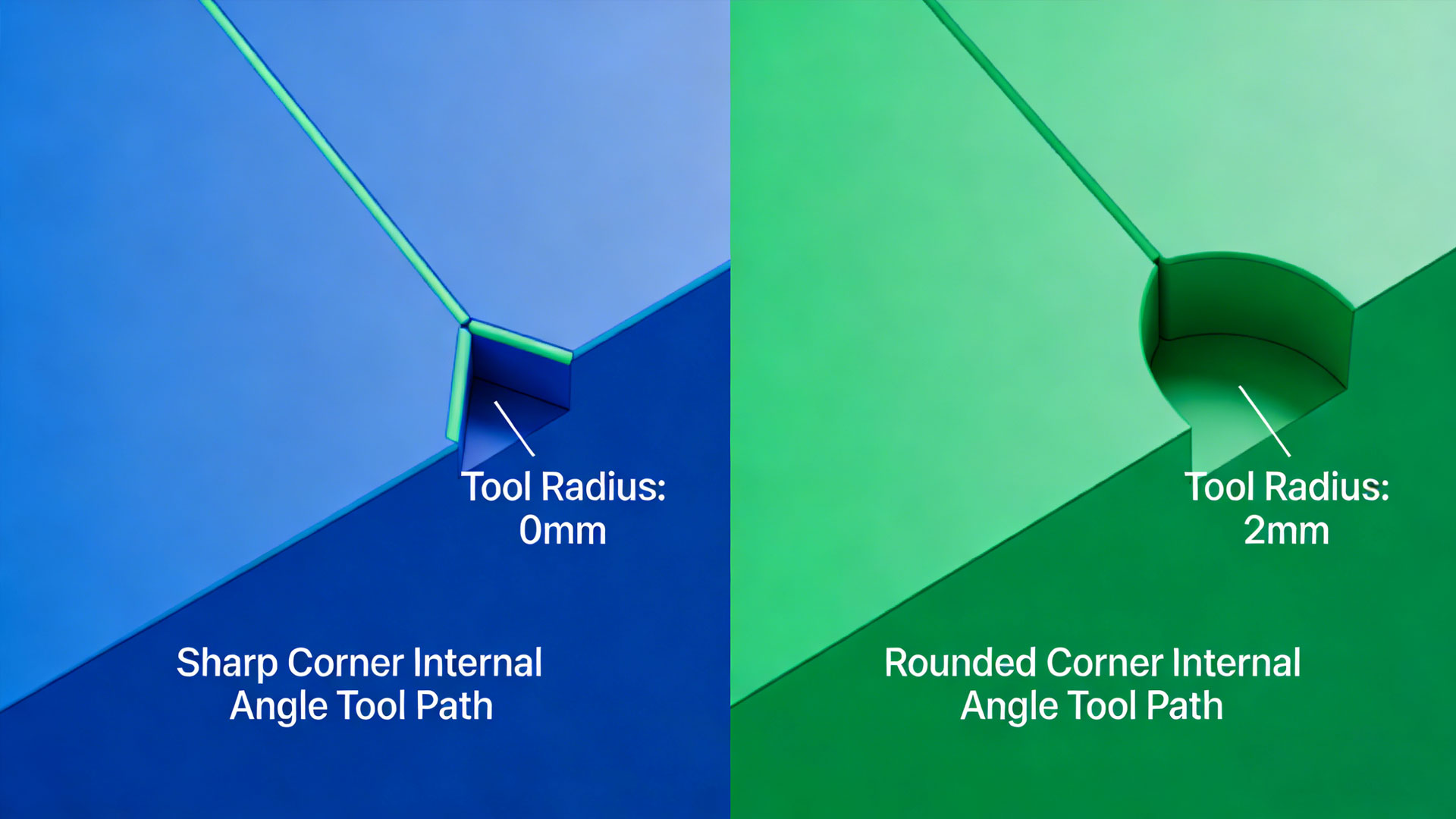 Internal fillet design facilitates efficient machining with standard tools