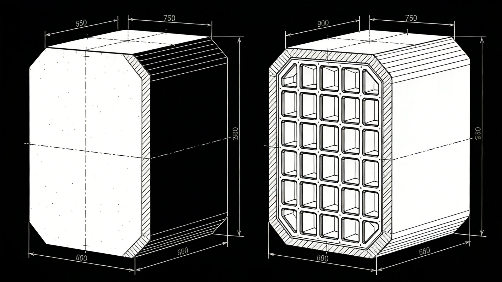 Achieving lightweighting through internal hollowing and rib design
