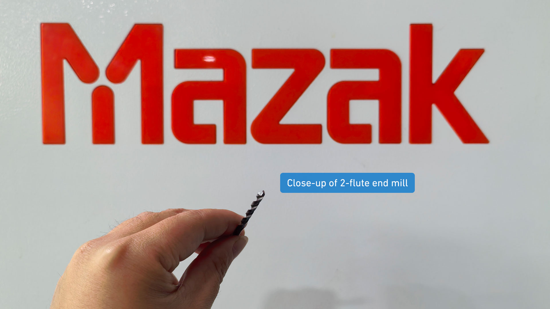 Close-up of a special end mill for PEEK machining